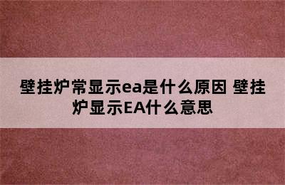 壁挂炉常显示ea是什么原因 壁挂炉显示EA什么意思